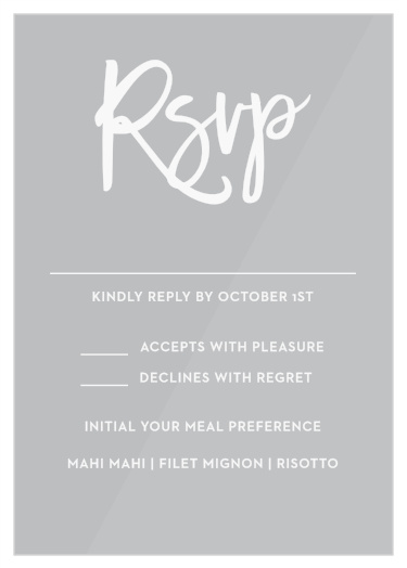 Request a guest with our Marker Script Clear Response Cards.