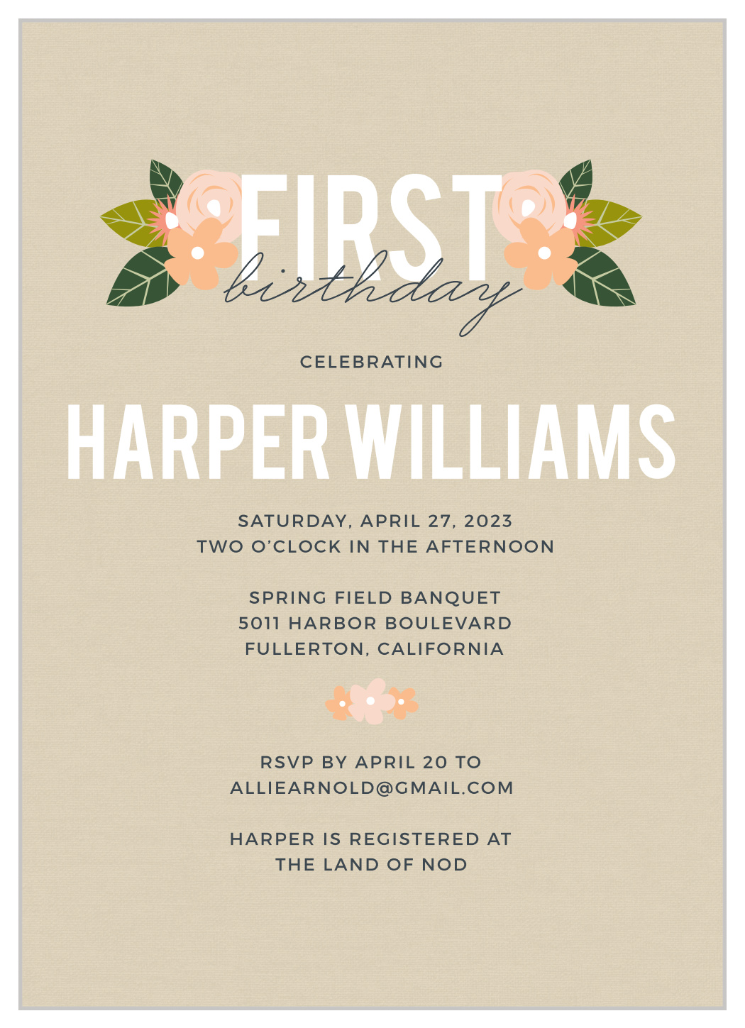 Herbaceous Babe First Birthday Invitations