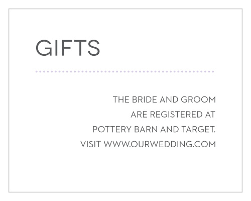 Use the clean and simple design of our Union Bliss Registry Cards to guarantee that your guests know where to buy their gifts. 