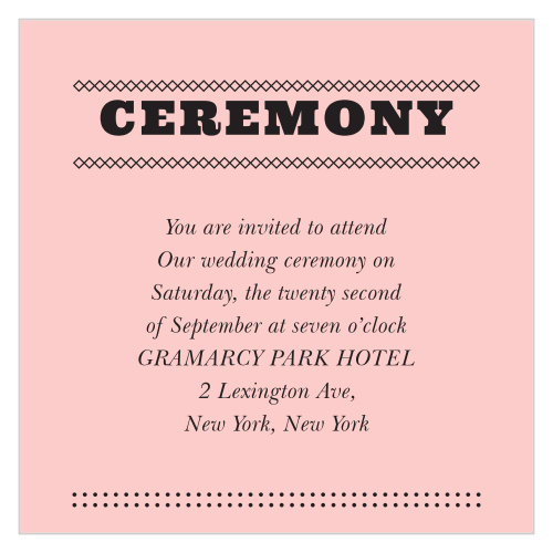 A reception needs guests, so use Swirly Love Ceremony Cards to make sure yours arrive at the correct venue and time.