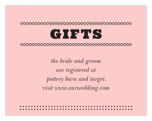 Mail out Swirly Love Registry Cards to make sure you don't get gifts that you don't need.