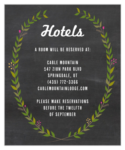 Give your guests the gift of local knowledge with Chalkboard Wreath Accommodation Cards.