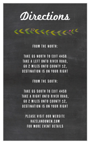 Ensure that your loved ones don't have trouble finding your venue with Chalkboard Wreath Direction Cards.