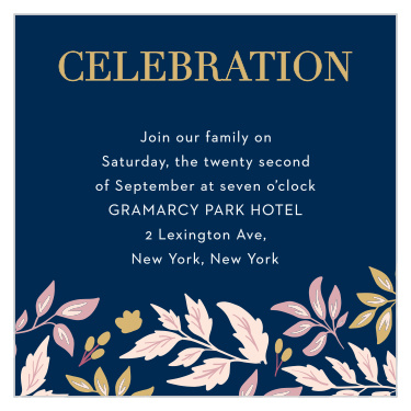 Ensure that your guests know where the celebration is with Floral Star Foil Bat Mitzvah Ceremony Cards.
