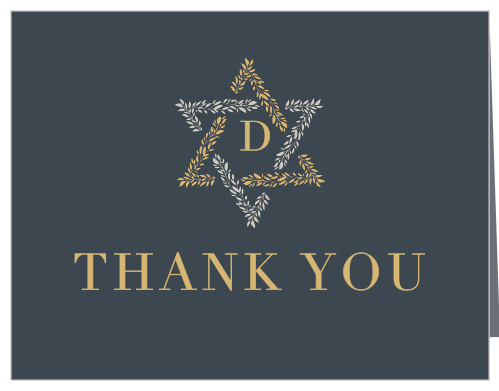 Star of David Foil Bar Mitzvah Thank You Cards