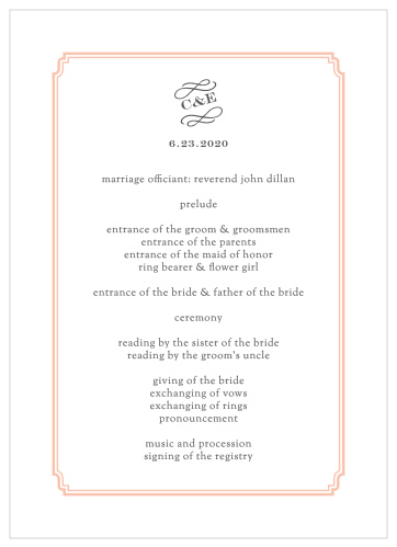 Your guests can know the planned sequence for your wedding with these beautiful Utterly Chic Wedding Programs.