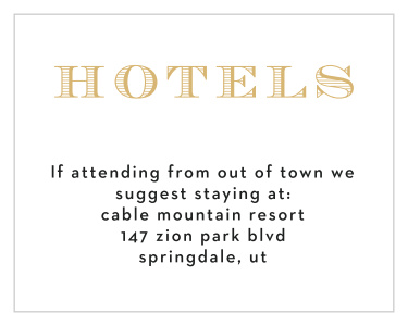 Help your guests find the most suitable hotel with Traditions Foil Bar Mitzvah Lodging Cards.