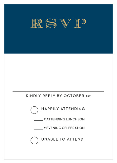 The Traditions Foil Bar Mitzvah RSVP Cards are designed to perfectly match and compliment the similarly-named invitation suite. 