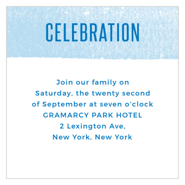 With a single, broad watercolor stroke to highlight the title, our Watercolor Stripes Bar Mitzvah Reception Cards are a practice in simple beauty.