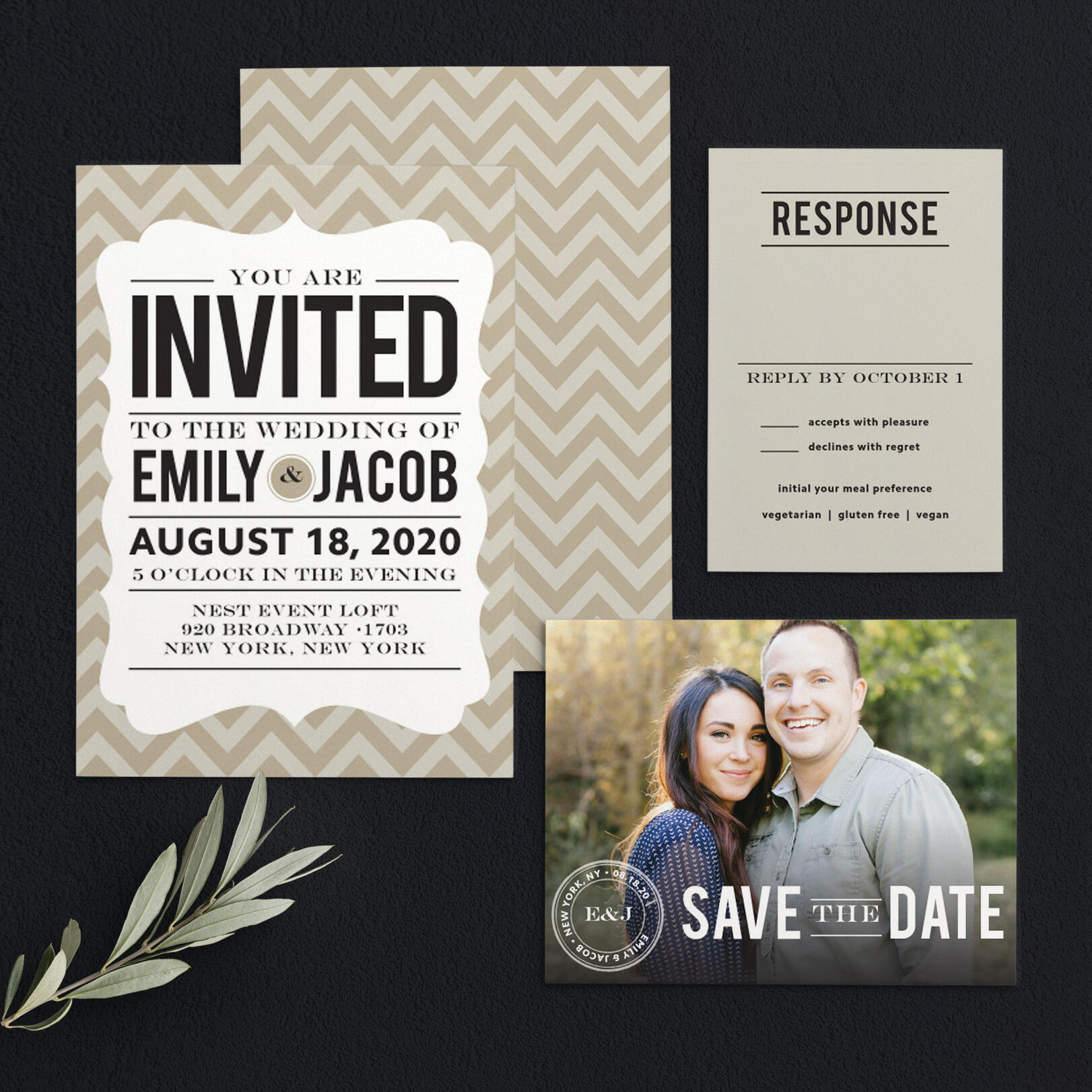 Zig Zags Save the Date Magnets by Basic Invite