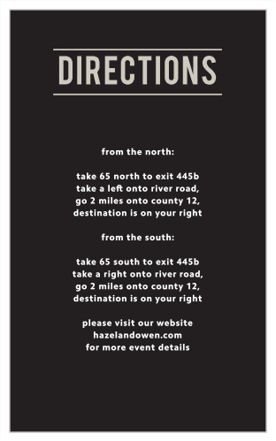 Make sure your guests know the best routes to get to your wedding using the Zig Zags Direction Cards.