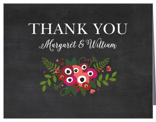 Show your guests your appreciation with our beautifully vintage Chalkboard Blossom Thank You Cards.