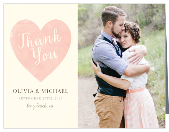 After everything is said and done- when the rings are exchanged and "I do" has been said by both of you- you can share your excitement and gratitude with Simply in Love Thank You Cards.