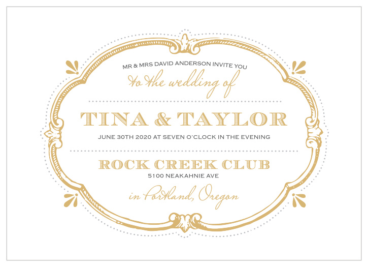 Invite your guests to your vintage themed wedding with the Vintage Label Foil Wedding Invitations.