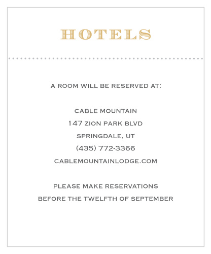 Provide guests with the best places to stay during your wedding using the Vintage Label Foil Accommodation Cards.