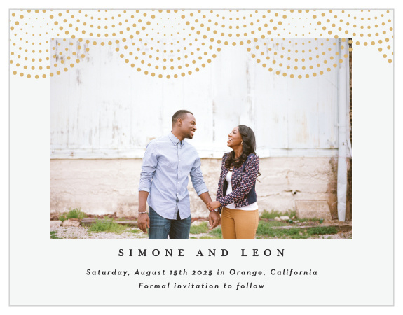 Family and friends are sure to pencil your wedding date in your calendar when they see the look of our Dotted Devotion Save the Date Magnets.