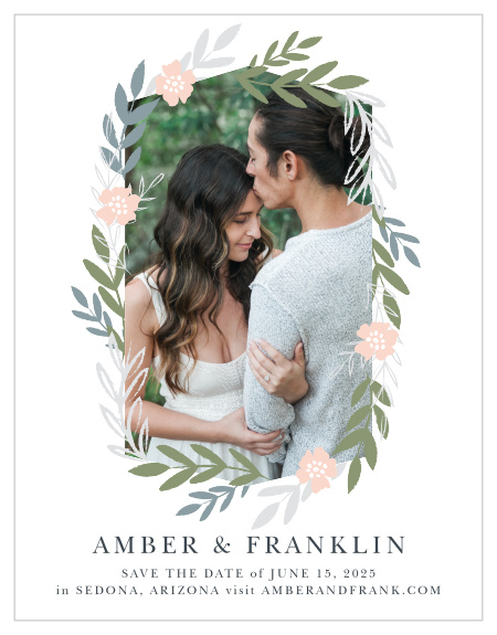 Ensure that your loved ones mark their calendars well in advance of your special day with our Glimmering Garland Save-the-Date Magnets.