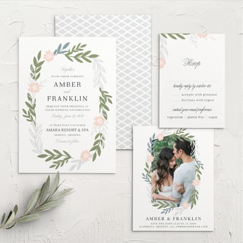 Glimmering Garland Wedding Invitations