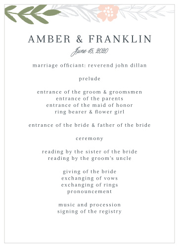 Give your guests the opportunity to follow along with each moment of your ceremony with our lovely Glimmering Garland Wedding Programs.