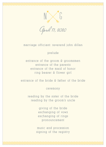 Guide your guests through your wedding ceremony with our Simply Drawn Wedding Programs.