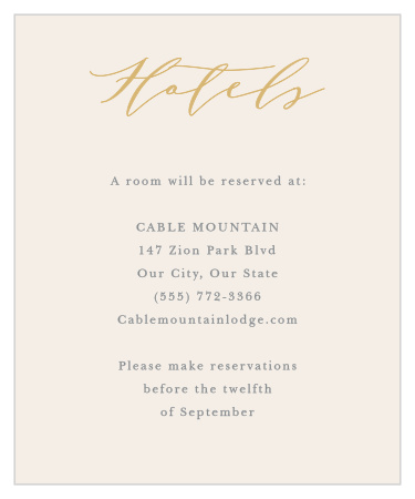 Let family and friends know where you have booked a block of rooms with our Pure Simple Lines Wedding Accommodation Cards.