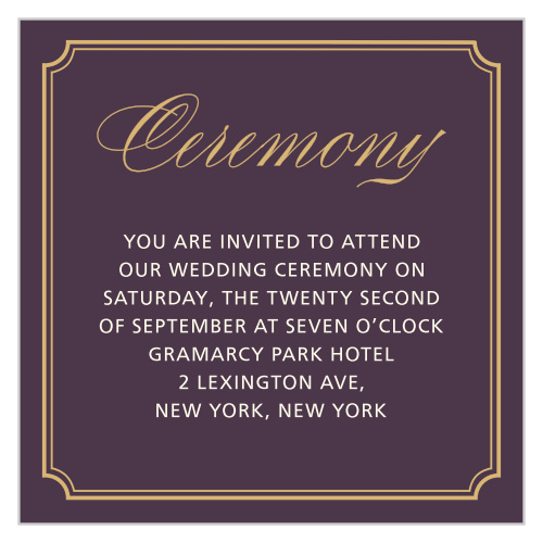 Make sure that they're all there to witness your vows with our Style & Grace Foil Ceremony Cards.