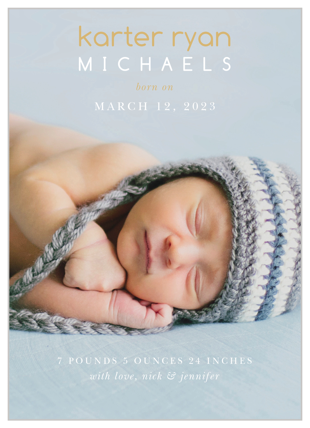 Welcome Blessing Foil Birth Announcements