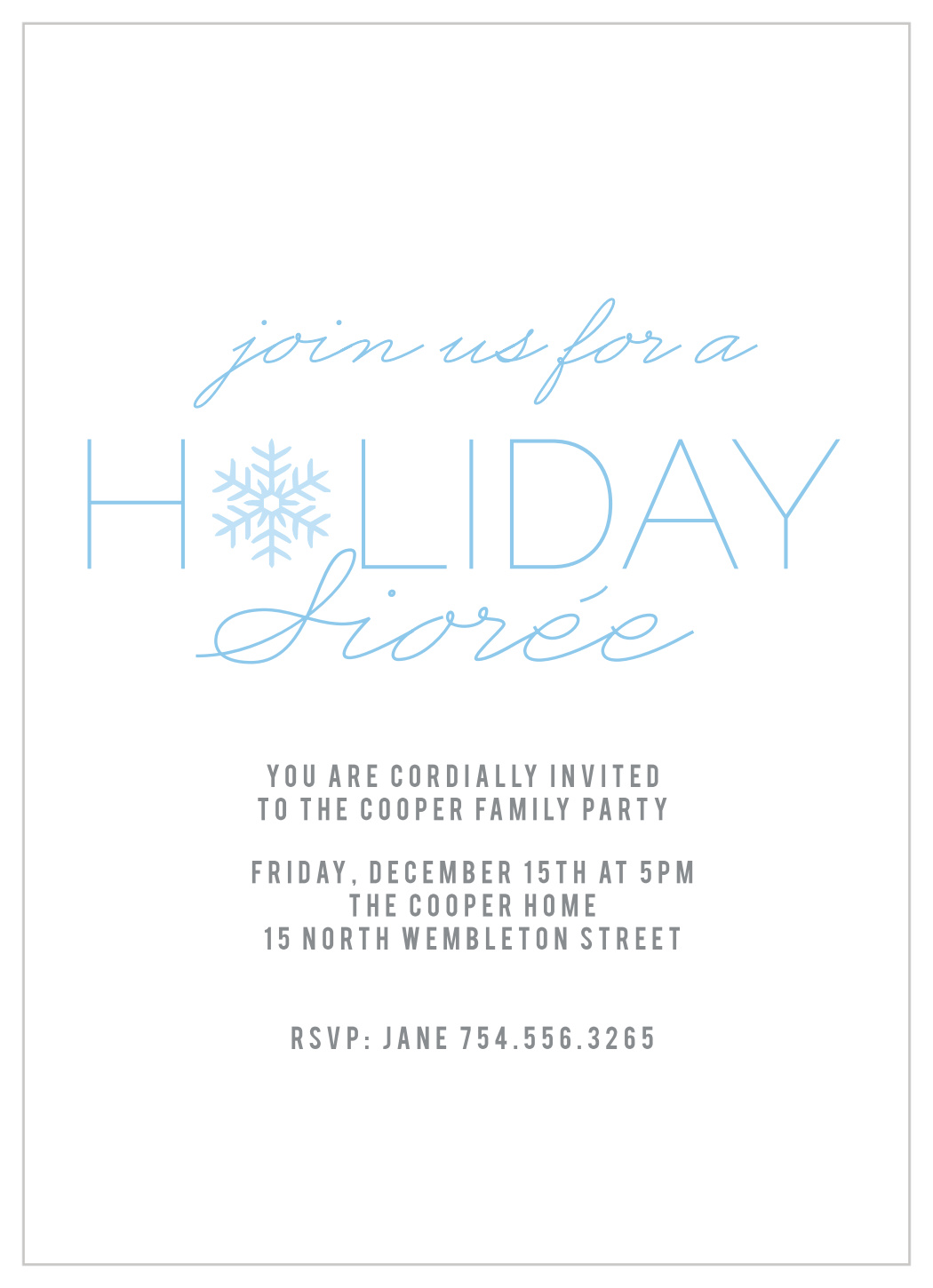 Snowflake Soiree Holiday Invitations