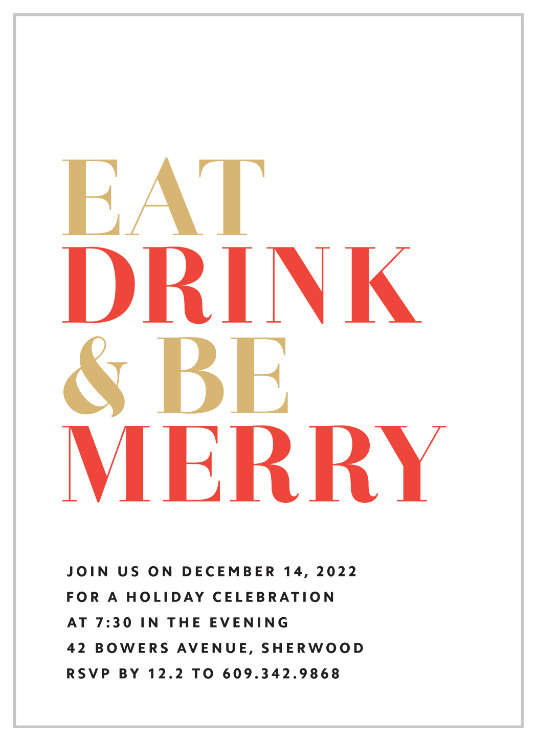 Simply Bold Foil Holiday Invitations