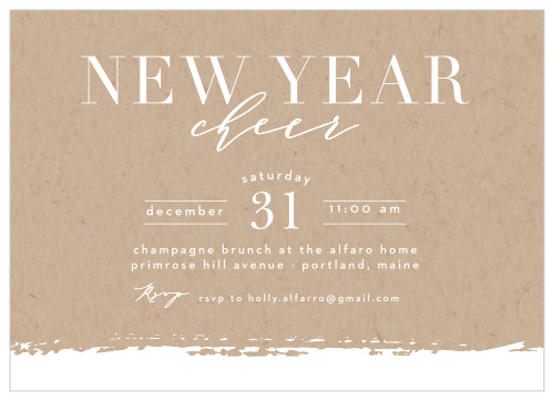 Simple Kraft New Years Invitations