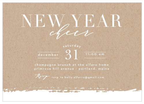Ring in the New Year with the Simple Kraft New Years Party Invitations.