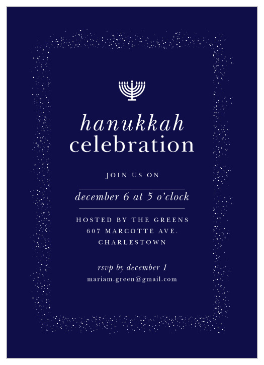 Invite your guests to attend your Hanukkah Celebration with the Shine Bright Hanukkah Party Invitations.