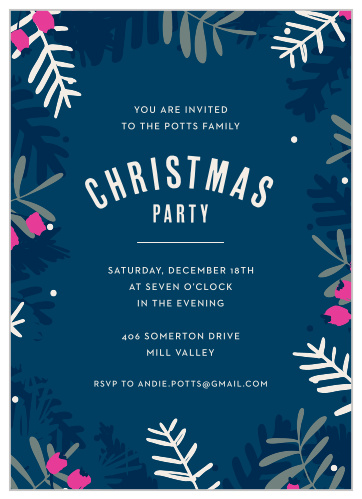 Blue Branches Christmas Invitations