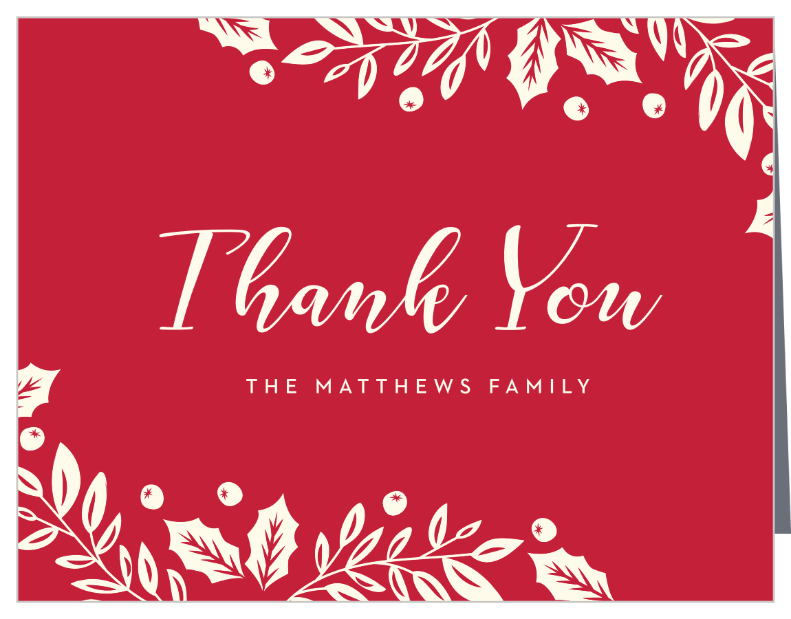 Elegant Holly Holiday Thank You Cards