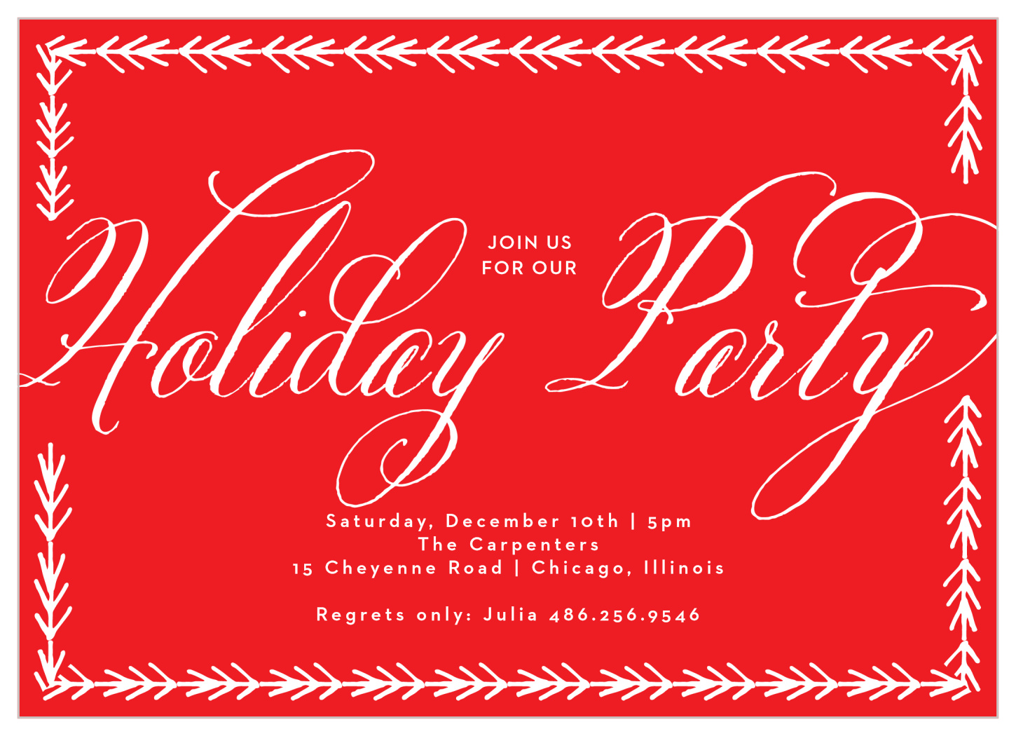 Fancy Calligraphy Holiday Invitations