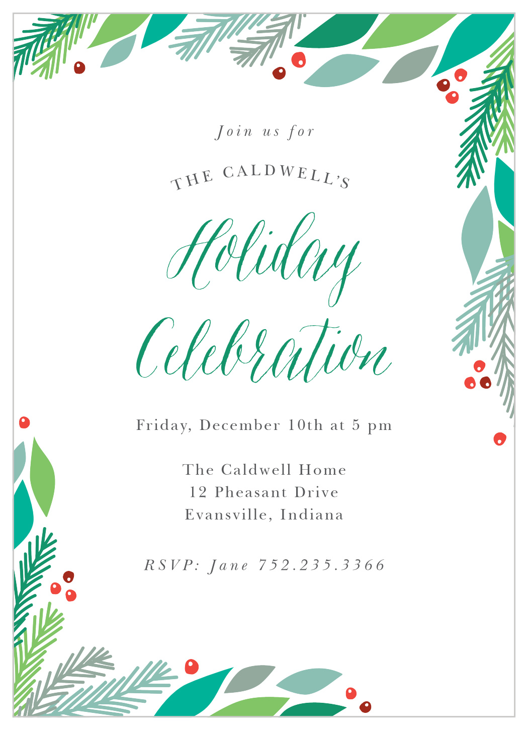 Pine Frame Holiday Invitations