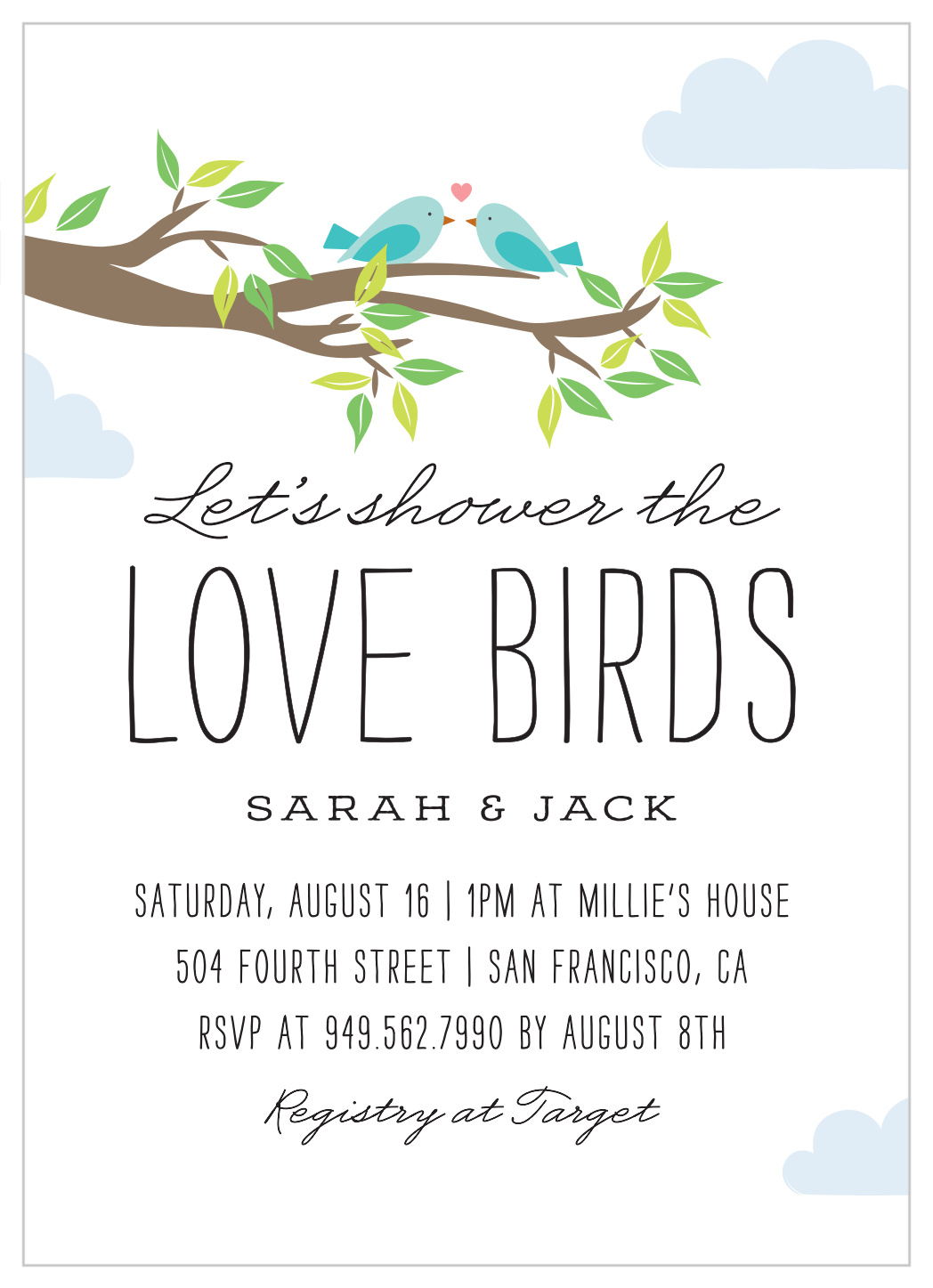 Love Birds Bridal Shower Invitations
