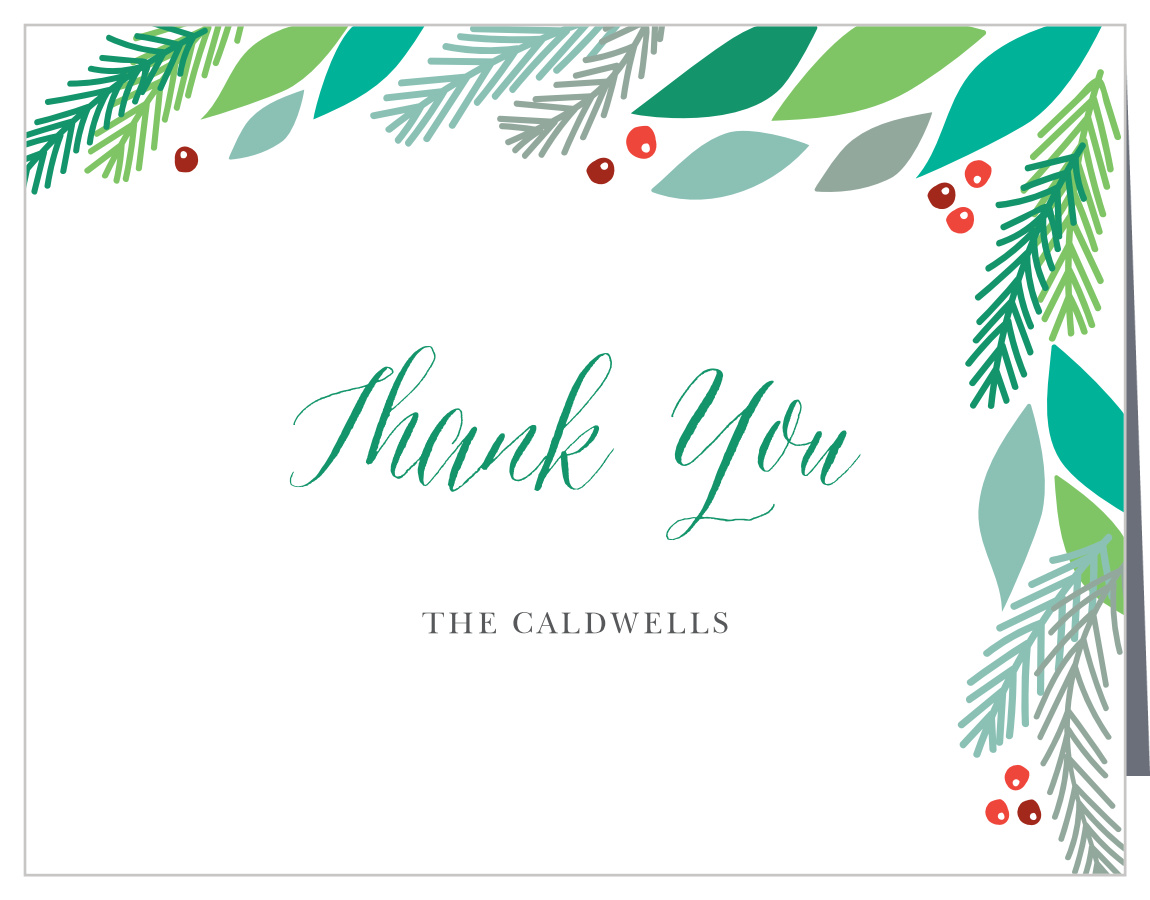 Pine Frame Holiday Thank You Cards