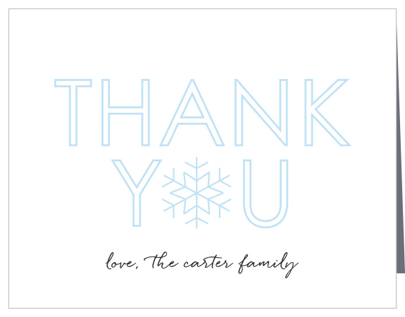 Few things represent the series of holidays in winter like snowflakes and cool blue coloring, so we've designed our Joyful Outline Holiday Thank You Cards around that idea.