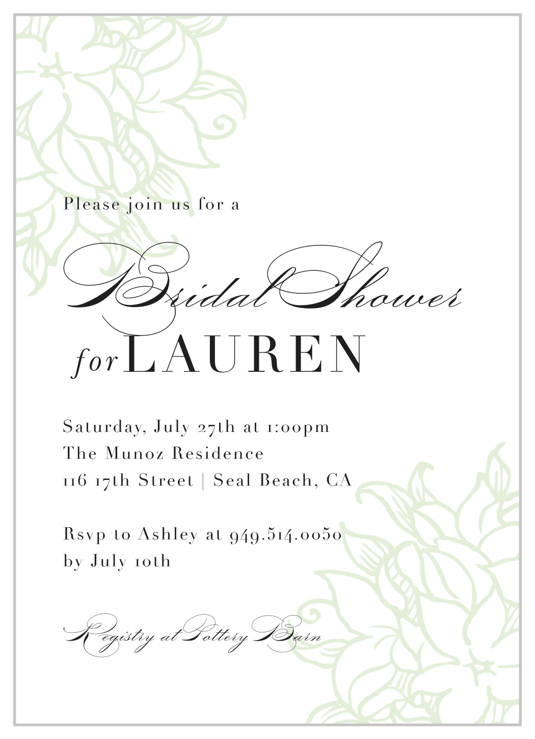 Bouquet Watermark Bridal Shower Invitations