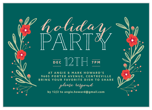 Cheery Laurels Holiday Invitations