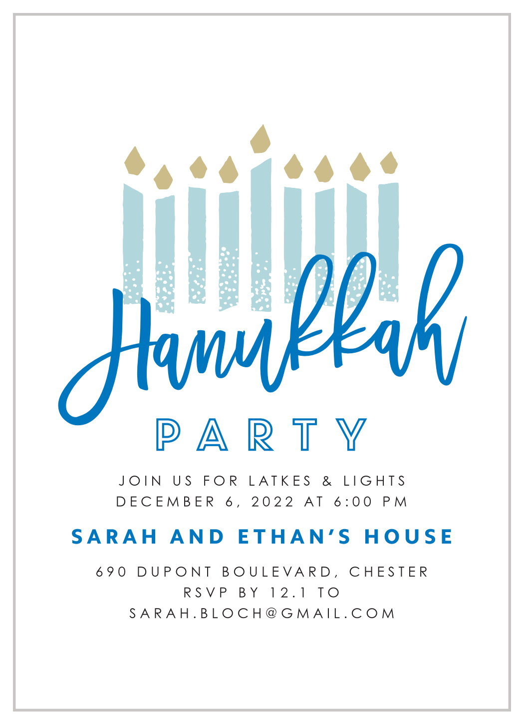 Modern Handwritten Hanukkah Invitations