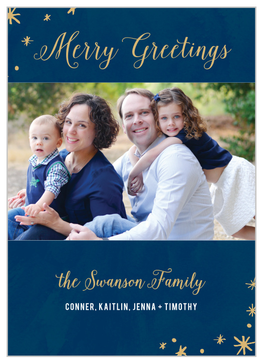Choose the Painted Stars Foil Christmas Cards to represent your family's caring and cheery holiday spirit this winter!