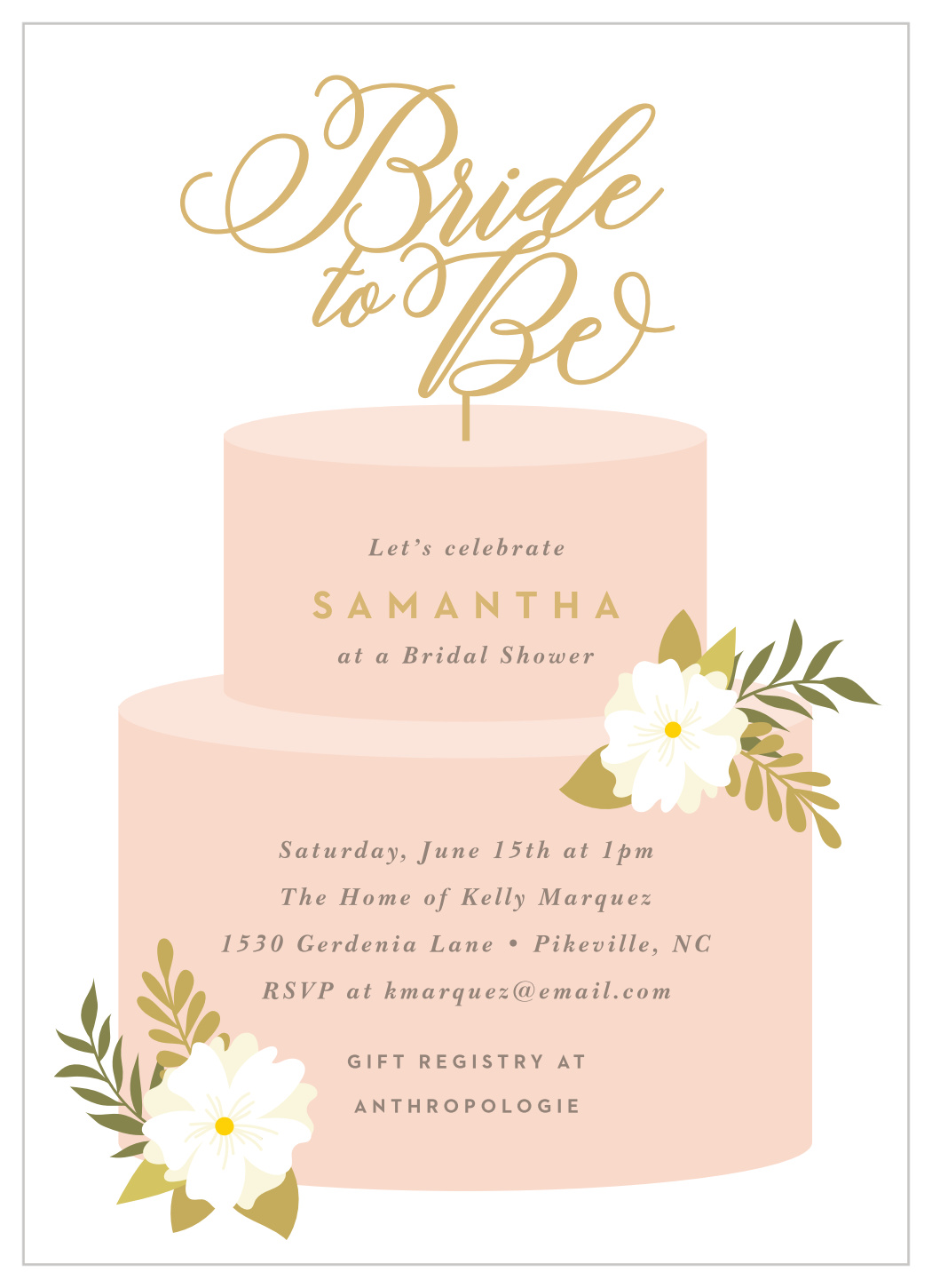 Wedding Cake Bridal Shower Invitations