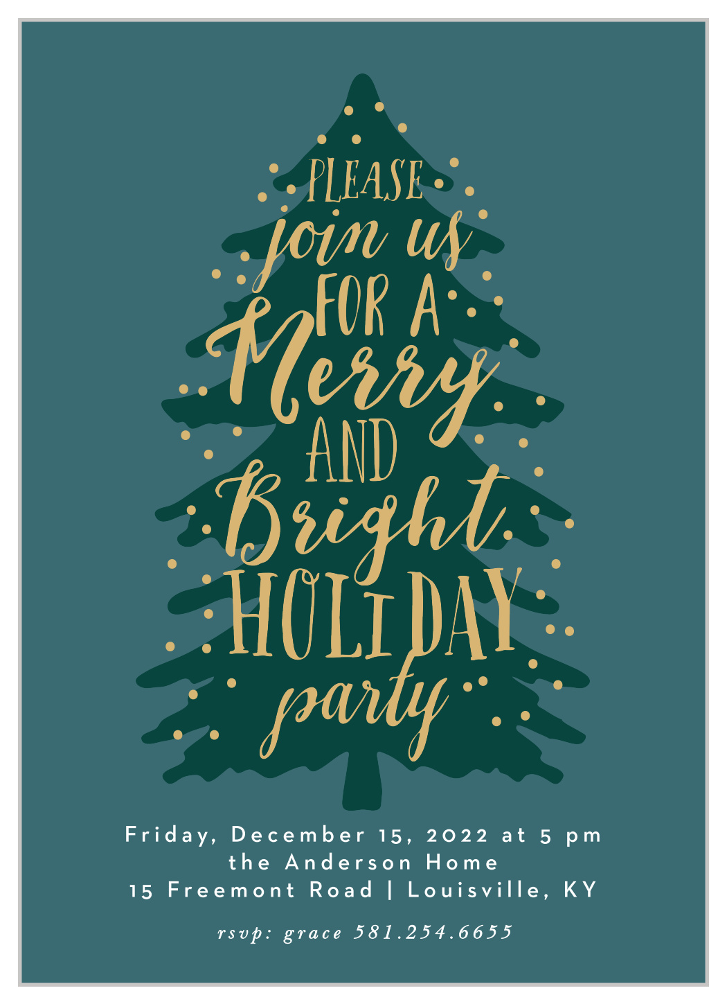 Merry Tree Foil Holiday Invitations