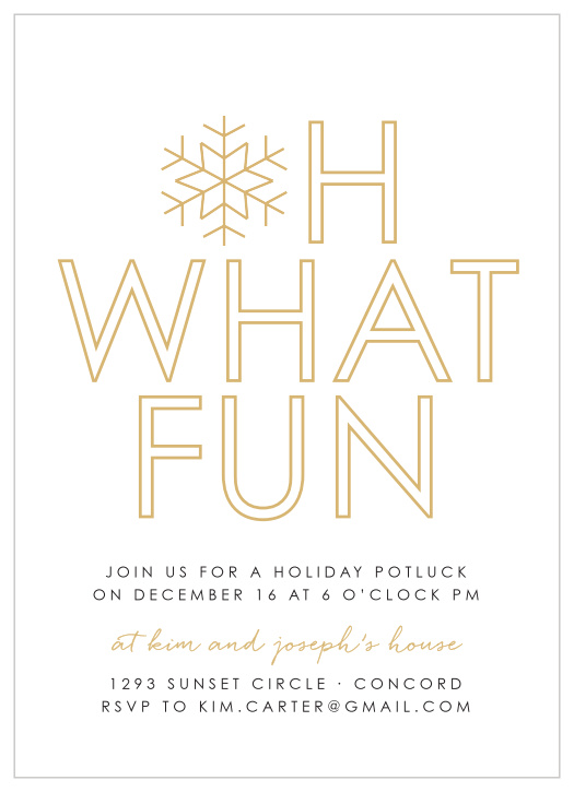 Make your loved ones feel as special as the snowflake on our Joyful Outline Foil Holiday Party Invitations.