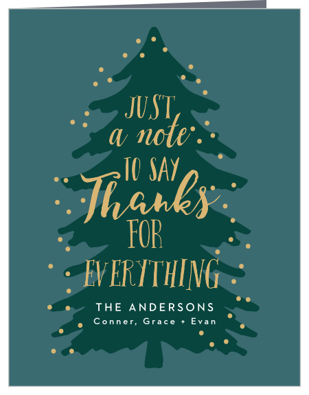 Make sure your gratitude cards are as cool as the season with Merry Tree Foil Christmas Party Thank You Cards.