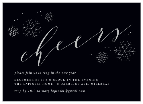 Charcoal Chic Foil New Years Invitations
