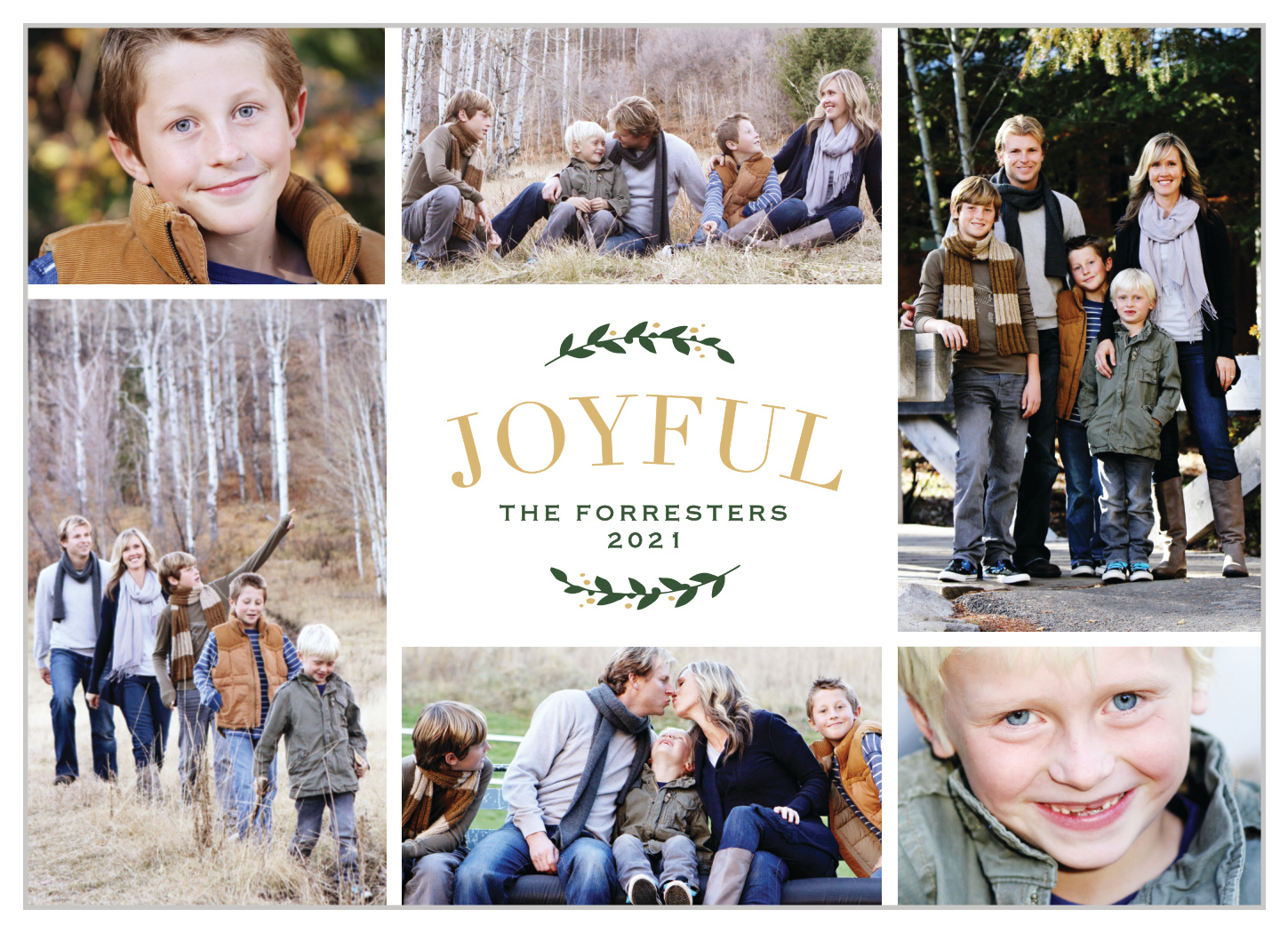 Family Portraits Foil Christmas Cards