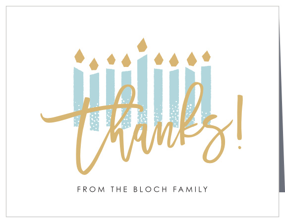 Express your internal appreciation in a tangible way with Modern Handwritten Hanukkah Foil Holiday Thank You Cards.